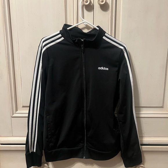 Adidas Women's Black Track Jacket with White Accents - Picture 2 of 5
